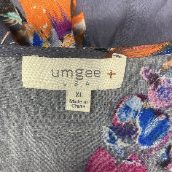 Umgee Women’s Purple Abstract Floral Faux Wrap Elastic Waist Romper XL - Picture 6 of 7